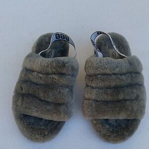 UGG Fluffy Gray Slippers Size 7